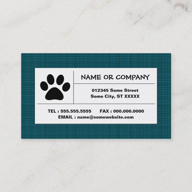 Carte De Visite plaid de patte d'animal familier (Devant)