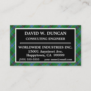 Carte De Visite Plaid de tartan écossais de Duncan de clan
