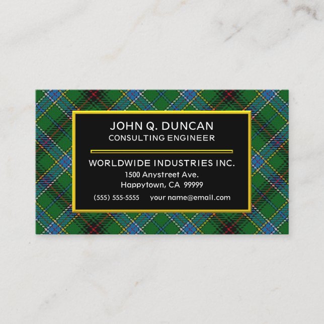 Carte De Visite Plaid de tartan écossais de Duncan de clan (Devant)