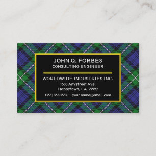 Carte De Visite Plaid de tartan écossais de Forbes de clan