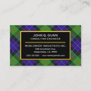 Carte De Visite Plaid de tartan écossais de Gunn de clan