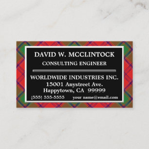 Carte De Visite Plaid de tartan écossais de McClintock MacClintoc