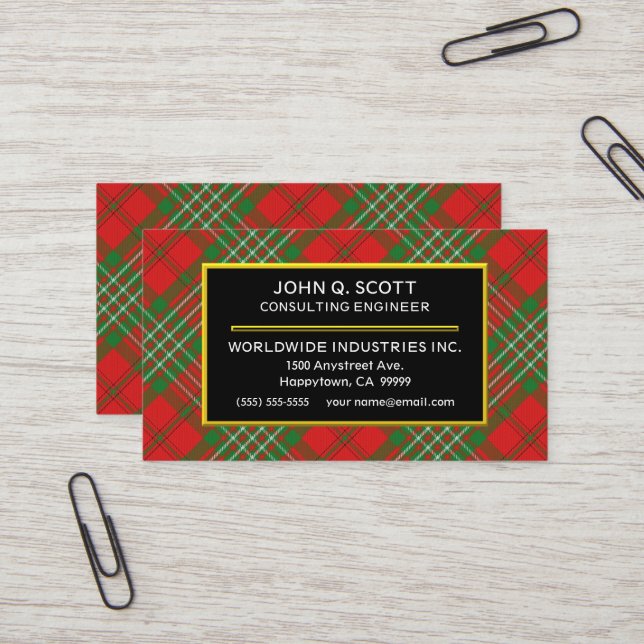 Carte De Visite Plaid de tartan écossais de Scott de clan (Devant/Arrière en situation)