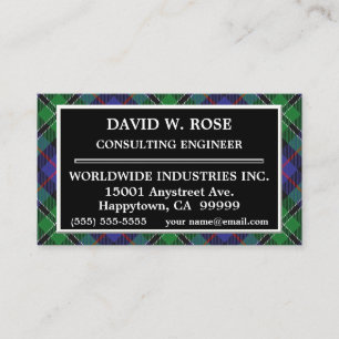 Carte De Visite Plaid de tartan rose de clan écossais