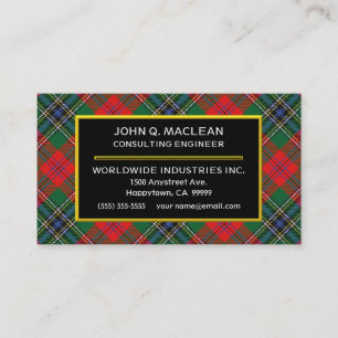 Carte De Visite Plaid de tartan rouge de MacLean de clan écossais
