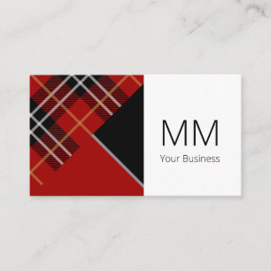 Carte De Visite Plaid de tartan rouge géométrique moderne