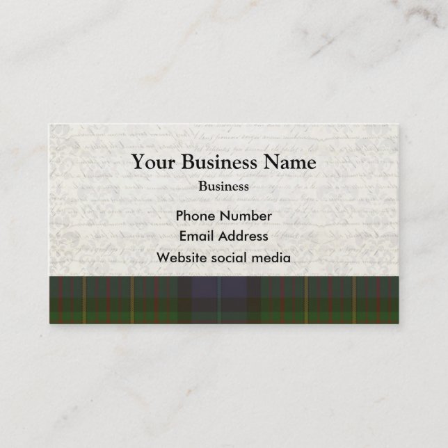 Carte De Visite Plaid écossais vert (Devant)