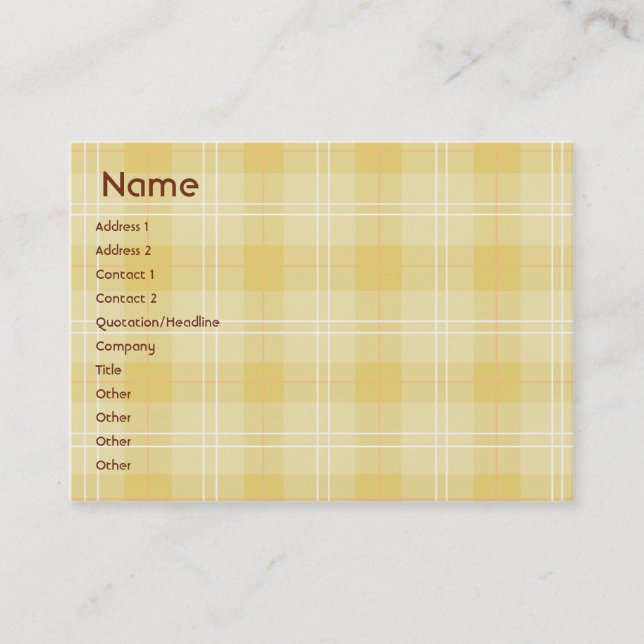 Carte De Visite Plaid Jaune - Chubby (Devant)
