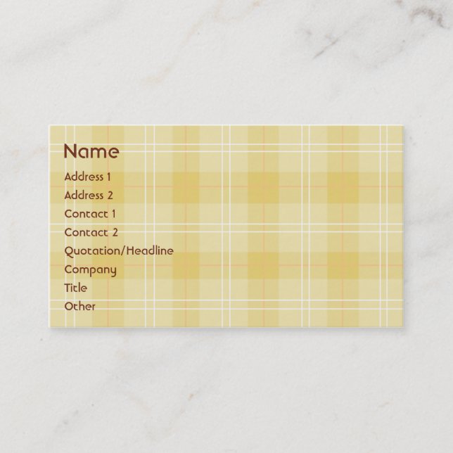 Carte De Visite Plaid jaune - Entreprise (Devant)
