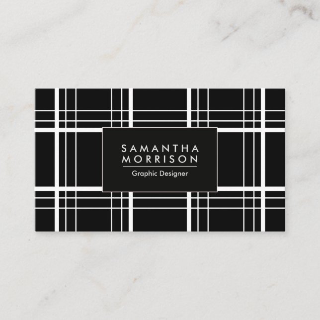 Carte De Visite Plaid noir et blanc (Devant)