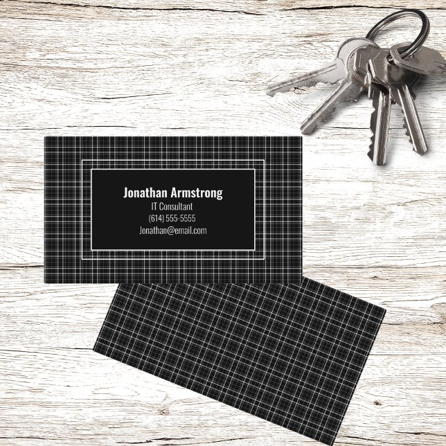 Carte De Visite Plaid noir et blanc (Créateur téléchargé)