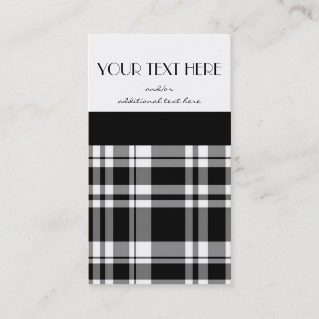Carte De Visite Plaid noir et blanc (Devant)
