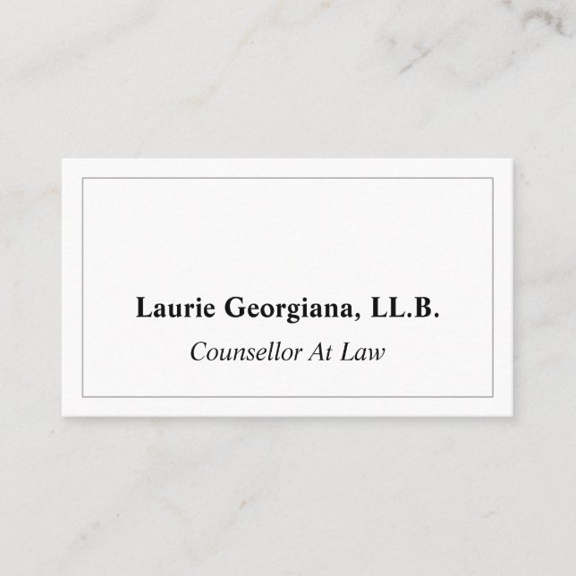 Carte De Visite Plain and Basic Counsellor At Law Business Card (Devant)