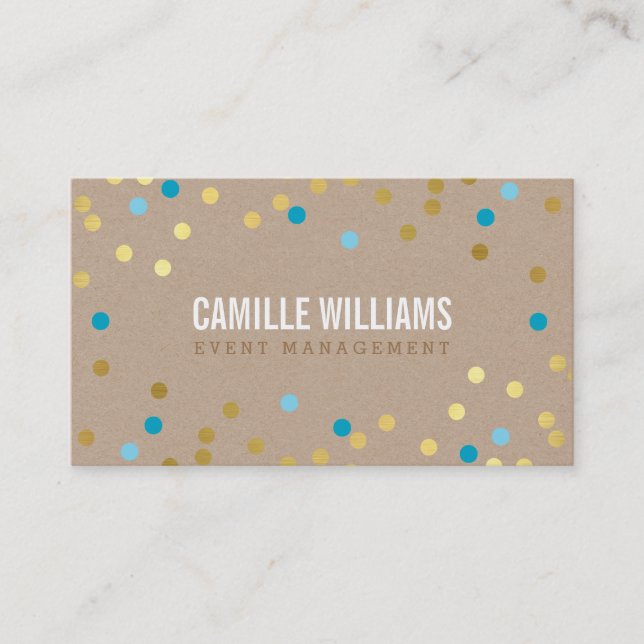 Carte De Visite PLAIN BOLD MINIMAL confetti or aqua bleu kraft (Devant)