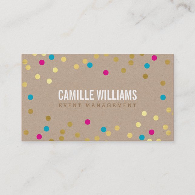 Carte De Visite PLAIN BOLD MINIMAL confetti or rose bleu kraft (Devant)