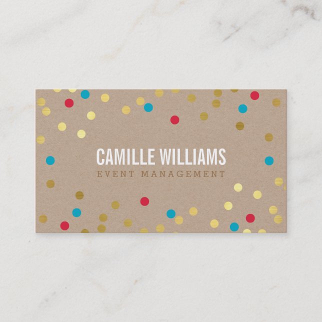 Carte De Visite PLAIN BOLD MINIMAL confetti or rouge bleu kraft (Devant)