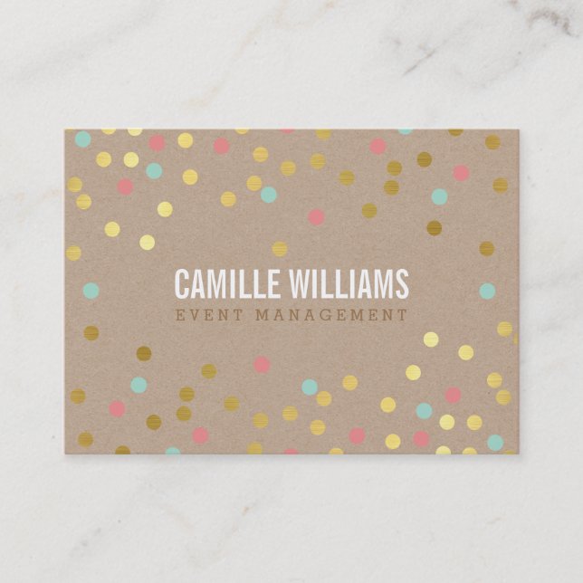 Carte De Visite PLAIN BOLD MINIMAL smart text confetti or kraft (Devant)