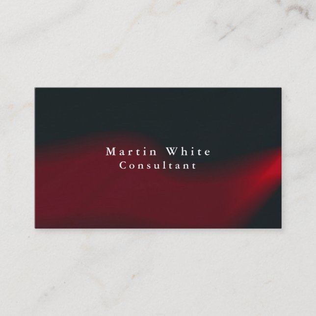 Carte De Visite Plain Elegant Black Red Waves Professionnel Modern (Devant)
