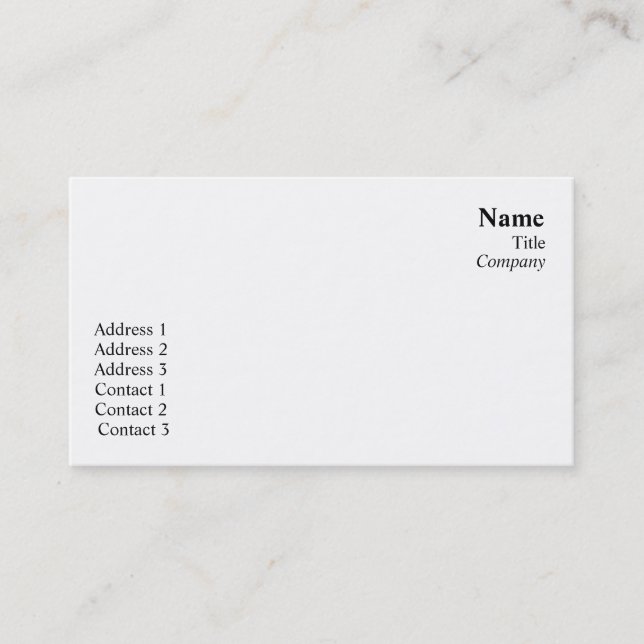 Carte De Visite Plaine - affaires (Devant)