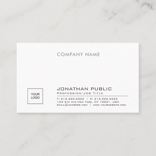 Carte De Visite Plaine de logo de Trendy Simples Stylish Design (Devant)