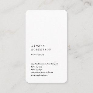 Carte De Visite Plaine minimaliste moderne simple blanc vertical