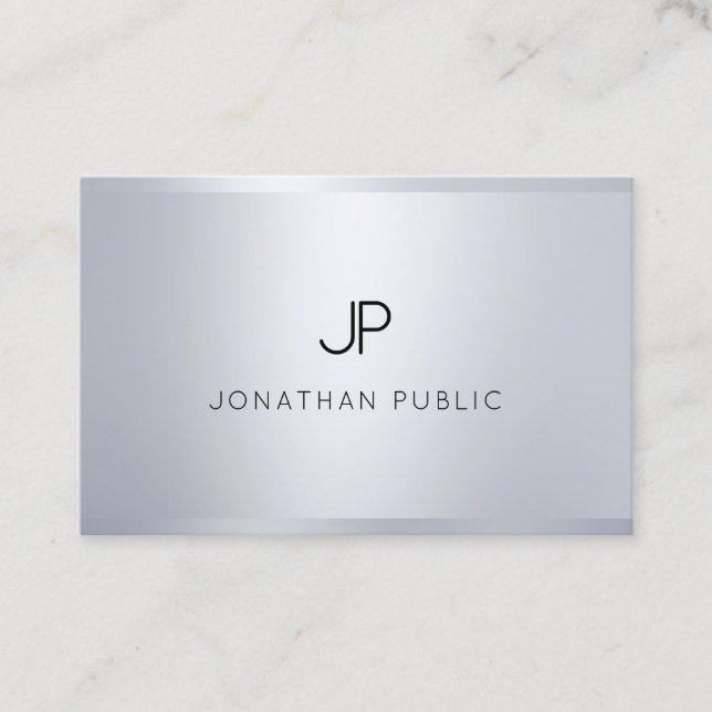 Carte De Visite Plaine professionnelle de monogramme d'argent (Devant)