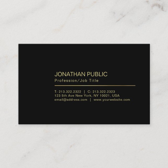 Carte De Visite Plaine simple noire créative élégante (Devant)