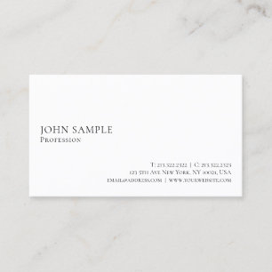Carte De Visite Plaine simple professionnelle blanche moderne