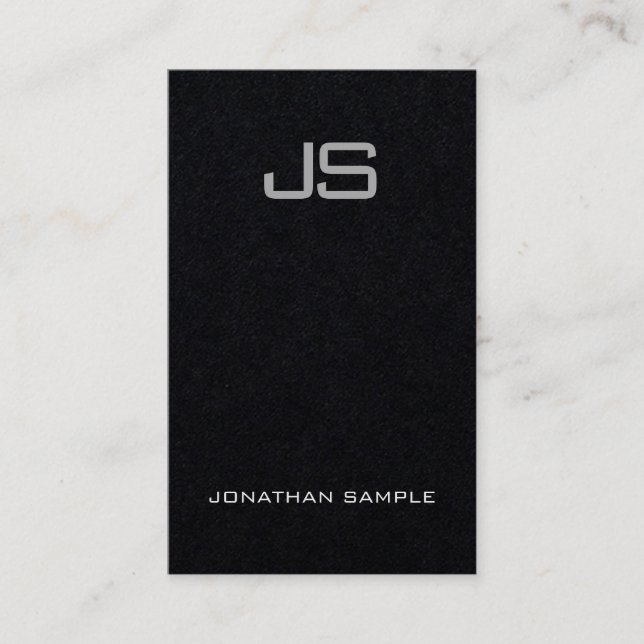 Carte De Visite Plaine verticale de monogramme avec du charme noir (Devant)