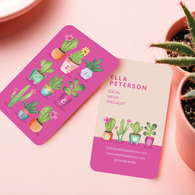 Carte De Visite Plaisir coloré Poted Plantes & Cactus Houseplants (Colourful Fun Potted Plants & Cactus Houseplants Business Card)