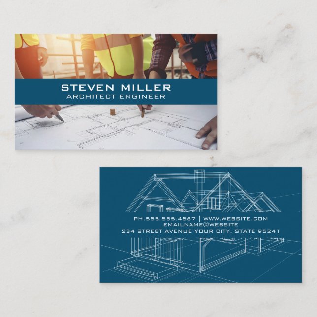 Carte De Visite Plan directeur des ingénieurs architectes | Constr (Devant / Derrière)