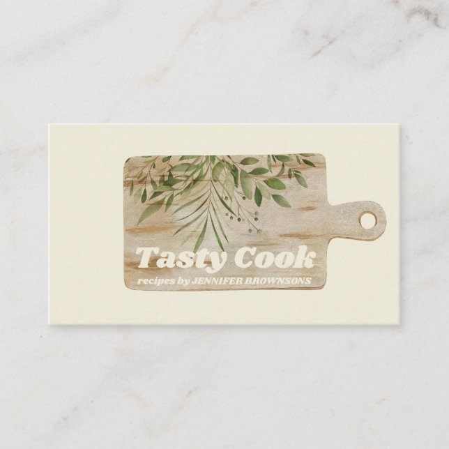 Carte De Visite Planche à découper Cuisine rustique crème vanille  (Devant)