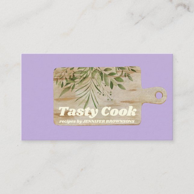 Carte De Visite Planche à découper Cuisine rustique violet (Devant)