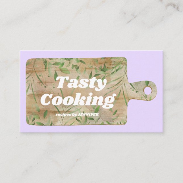 Carte De Visite Planche à découper de cuisine pastel lilas Chef (Devant)