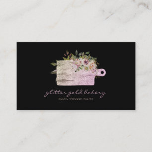 Carte De Visite Planche à découper rose gold pailleté cuisine boul