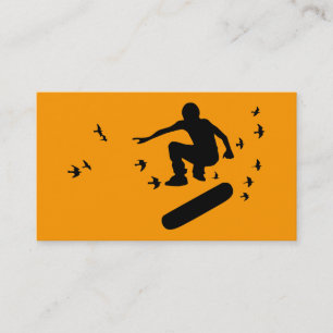 Carte De Visite planche à roulettes avec oiseaux