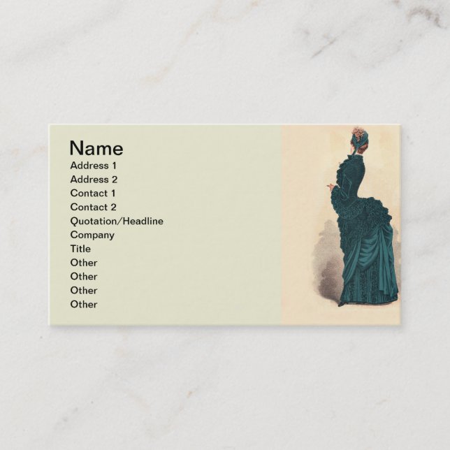 Carte De Visite Planche de mode antique victorienne : Robe à tourn (Devant)