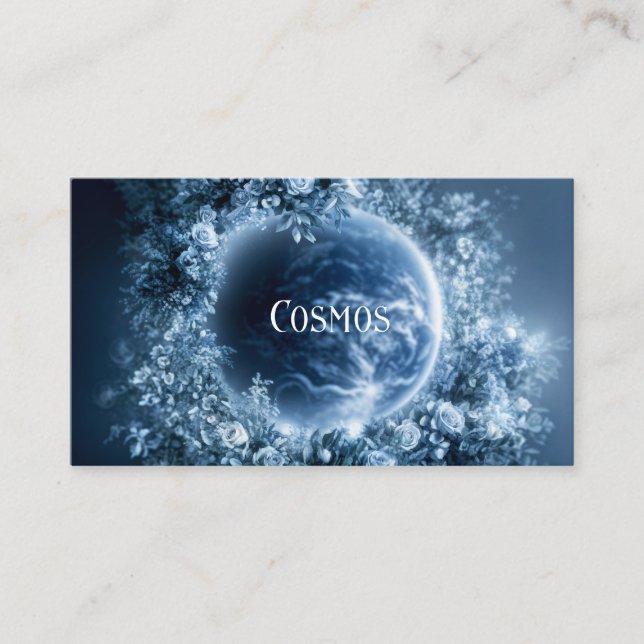 Carte De Visite Planet Earth Floral Wreath Starry Night (Devant)