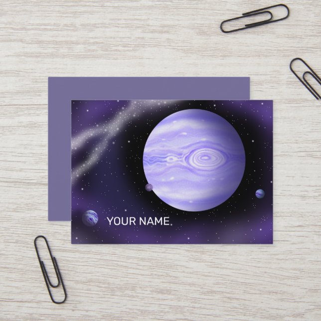 Carte De Visite Planète violette éclatante. (Devant/Arrière en situation)