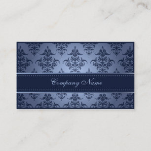 Carte De Visite Planificateur bleu élégant de mariage damassé
