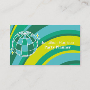 Carte De Visite Planificateur de fête Retro Super Vague Disco Ball