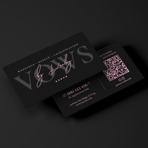 Carte De Visite Planificateur de Vœux de Luxe Minimal Rose Noir