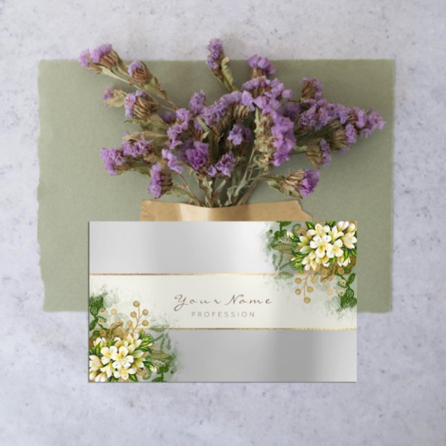 Carte De Visite Planificateur d'événements White Emerald Green Sil (Event Planner White Emerald Green Silver Gray Gold Business Card)