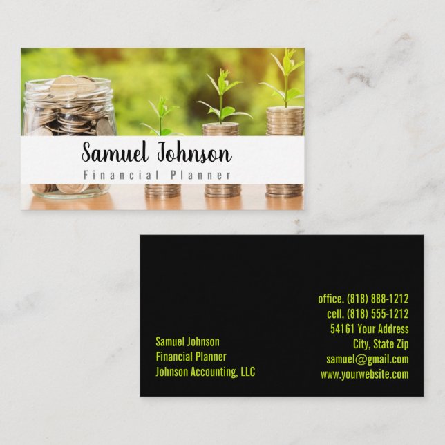 Carte De Visite Planificateur financier élégant professionnel Comp (Devant / Derrière)