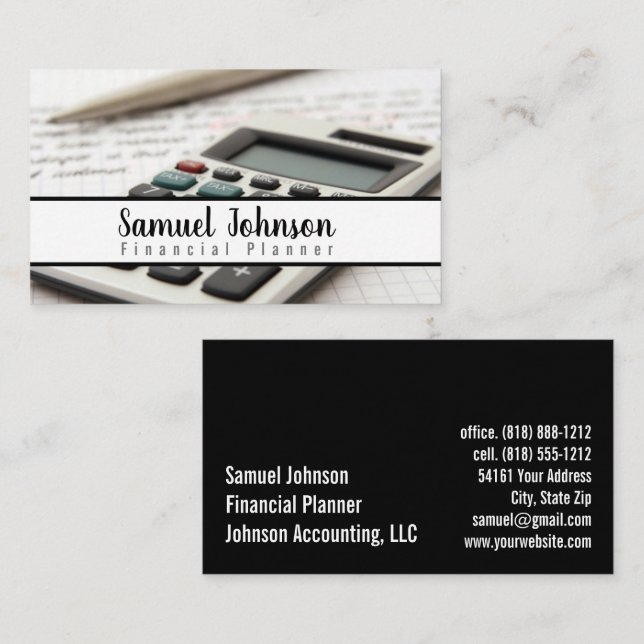 Carte De Visite Planificateur financier élégant professionnel Comp (Devant / Derrière)
