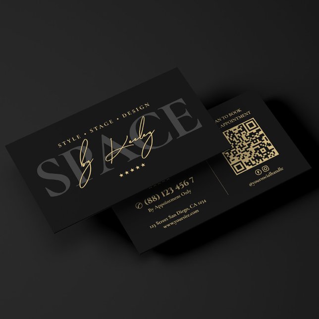 Carte De Visite Planification d'espace de concepteur d'intérieur é (Elegant Interior Designer Space Planning Black Business Card
)