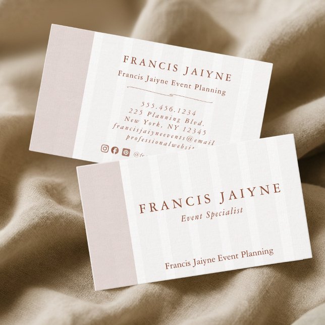 Carte De Visite Planification d'événements aux tons naturels moder (Elegant Modern Natural Tones Event Planning Business Card)