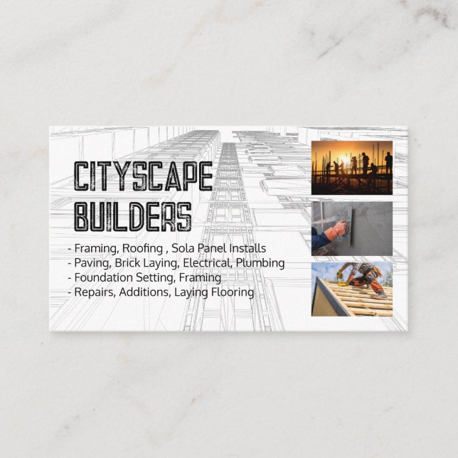 Carte De Visite Plans d'architecte | Entrepreneurs de construction (Devant)