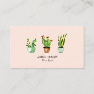 Carte De Visite Plante de maison à l'aquarelle   Siège social à do