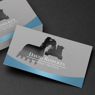 Carte De Visite Plante d'excavateur de construction Opérateur bleu